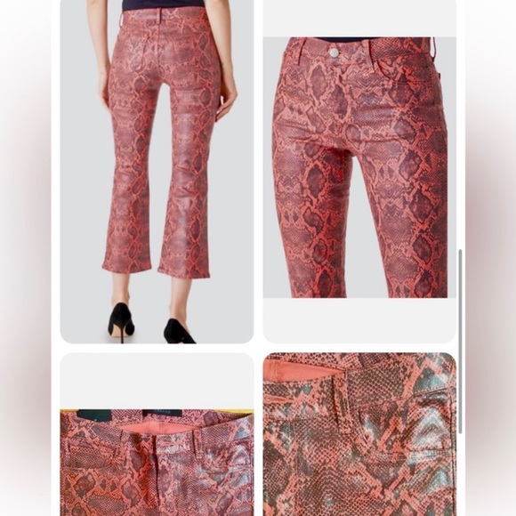 NWT J Brand  Selena Coated Kalani Boa Snakeskin Print Crop Boot Denim Jeans - Picture 4 of 12